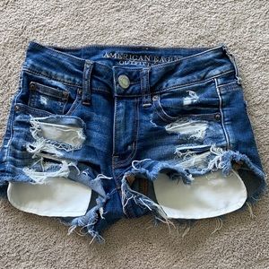 Ripped jean shorts